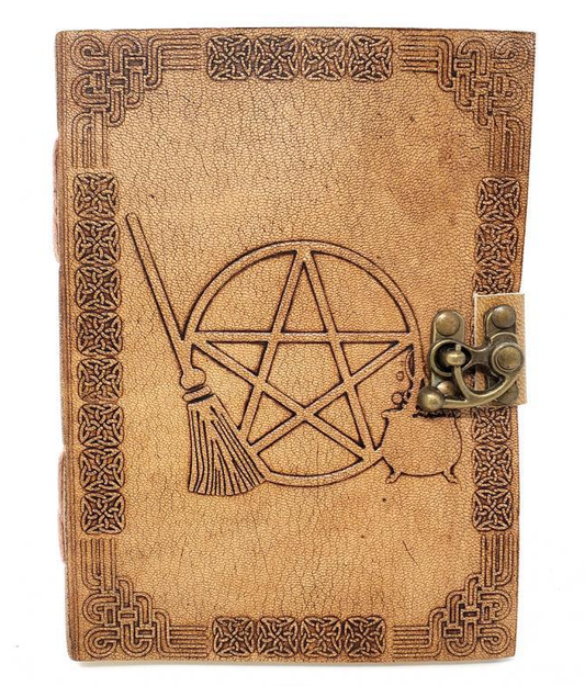 5" x 7" Broom Pentagram Embossed leather w/ latch