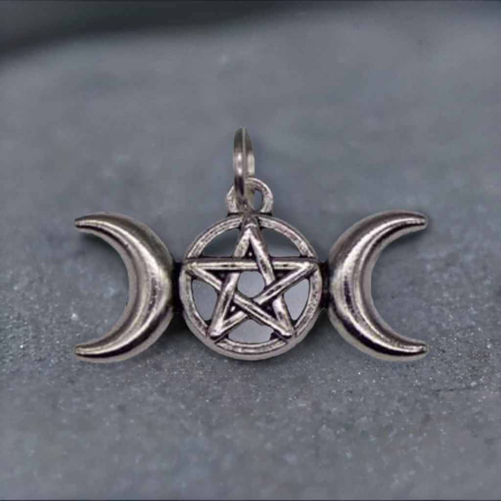 1 1/8 Triple Moon Pentagram amulet