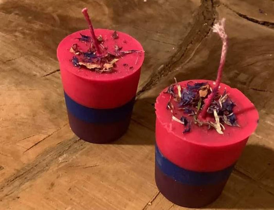 One Votive Candles Three Layered Love Spell Candle - Burning Times Candles Perfect for New Year's Day 2025